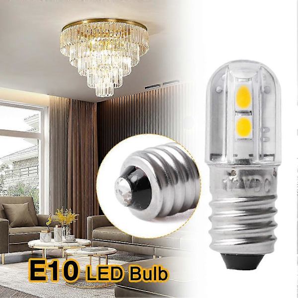 E10 LED Pære 6V 12V Lampe Arbejdslys Varmt Hvid Til Lommelygte Hovedlygte{ DB} 6V Warm white