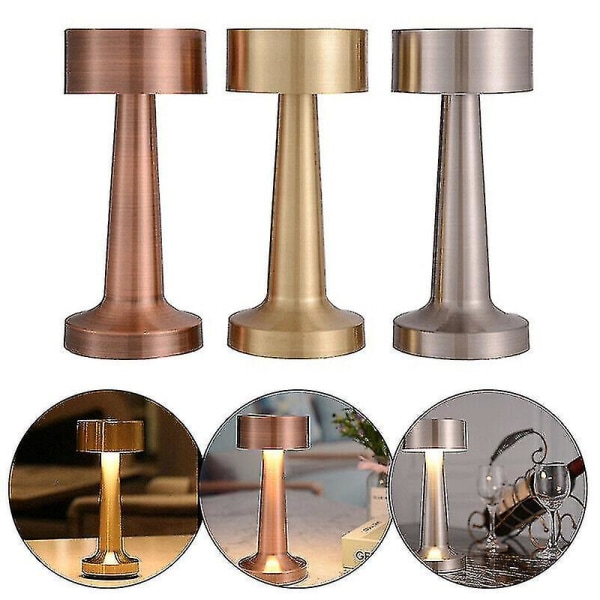 Uppladdningsbar LED-bordslampa med touchsensor, skrivbordslampa för sovrum, restaurang, bar, inredning [DB] Sliver Dumbbell
