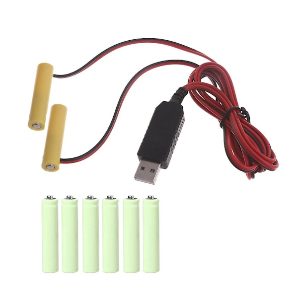 USB AAA Batteri Eliminator Strömförsörjningsadapter, 1.5V 3V 4.5V 6V för AAA LR03 {db} 6V