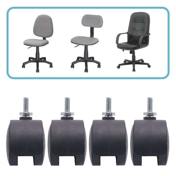 6mm Gjengede Stem 40mm Dobbelt Hjul Roterende Hjulsort db black