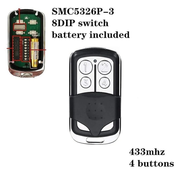 8 Dip-kytkin 433Mhz 330mhz Älykäs kopiokaukosäädin Kiinteä koodi 2 CH Duplikaattori Portin autotallin ovenavaajalle tai hälytysjärjestelmälle DB 433mhz-2 button