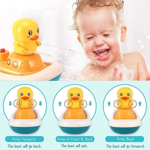 Babybadeleke med dusjhode, dusjbåt og 4 lekeender, egnet for babyer i alderen 3 til 4 år - badeleke (DB)