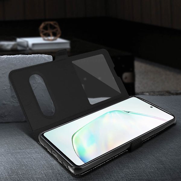 Galaxy Note 10 Lite Deksel Dobbel Vindu Videostativ [DB] Black