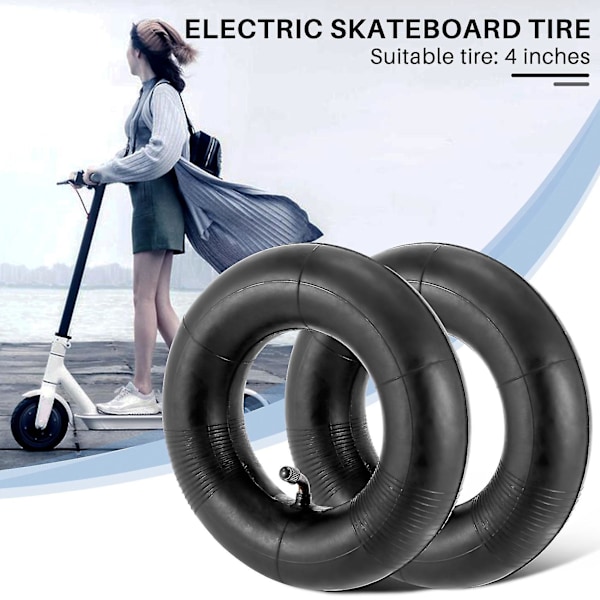 2-pak 2.80/2.50-4 tommers slange med Tr87 bøyd ventilstamme for scootere, gressklippere, trillebår  [dB} Black