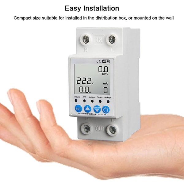 2p Tuya Wifi Intelligent Leakage Protecting Switch 63a Strömspänningsövervakning Kretsbrytare T