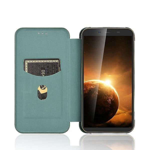 Fodral för Blackview BV5500 Plus kolfiberläder plånboksfodral flip skyddande magnetiskt lock etui