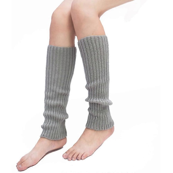 Damer Leg Warmers Enkle Farger Dans 80-tallet Fest Fancy Footless Sokk UK One Size db Light gray