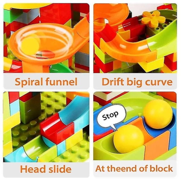 Bedetter Big Size Marmor Race Run Blocks Maze Ball Track Byggeklosser Trakt Slide Montering Murstein Pedagogiske Leker For Barn Gaver Db 200pcs with base