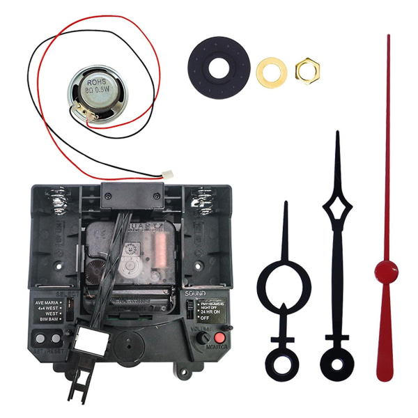 Diy Kit Veggklokkebevegelse Kvarts Pendel Klokkespill Musikkboks Juster Volum [DB] 2