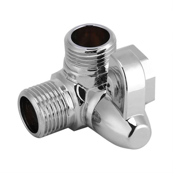 Bruseadapter 3-vejs messing krom omskifter G1/2\" T-form adapterventil til brusearmmontering [DB]