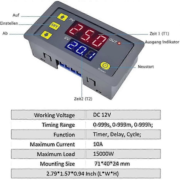 12v Tidsrelæ 12 Volt Timer Relæ Udendørs 10a Digitalt Slukke-relæ Justerbar Gave db