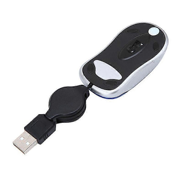 Mini USB Kablet Mus Uttrekkbar Kabel Liten Mus 1600 DPI Optisk Kompakt Reisemus for Wi [db] Red