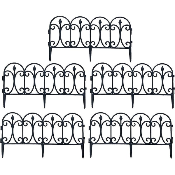 5 Pack Dekorativt hagegjerde Rustfritt jern Landskap Wire Folding Gjerdekant Patio Blomsterseng Dyrebarriere