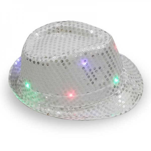 1 stk LED-lysende blinkende paljetthatt Jazz Barnedans Hip Hop Bryllup Fest Juldekorasjon Fest BEW [DB] Silver