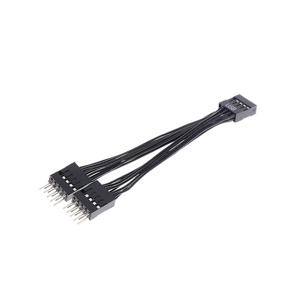 2 stk. Computer Motherboard Usb-forlængerkabel 9 Pin 1 Hun til 2 Han Y Splitter Audio Hd Extensio
