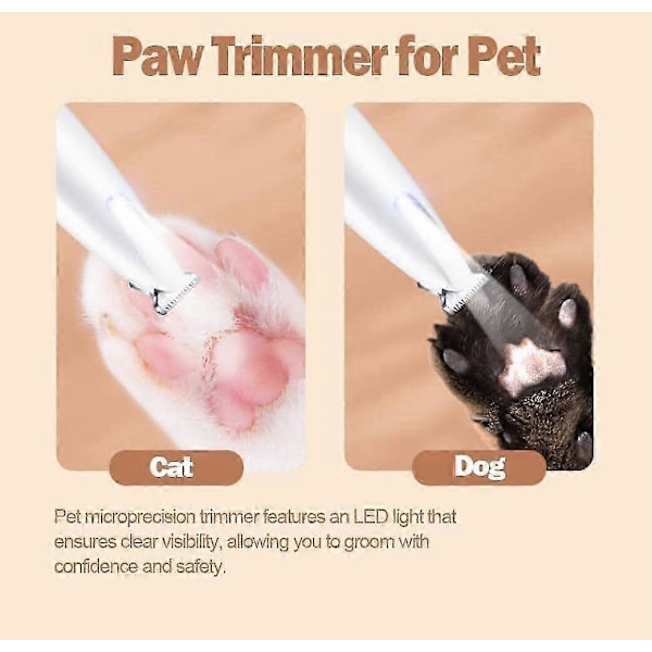 Ny Hundtassklippare med LED-ljus Helt Vattentät Husdjursklippare med LED-display Hundklippare för Grooming 18mm Bredare Blad{ DB} black
