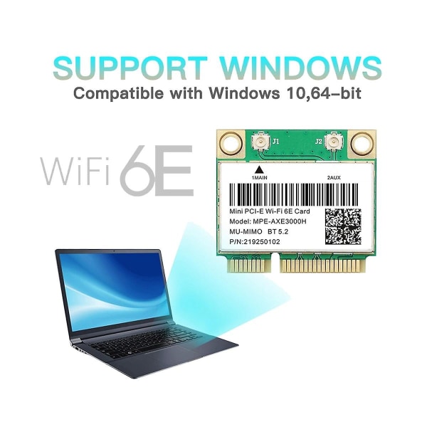 -axe3000h Wifi-kort Wifi 6e 2400mbps Mini Pci-e-kort for Bt 5.2 802.11ax 2,4g/5g/6ghz Wlan-nettverkskort