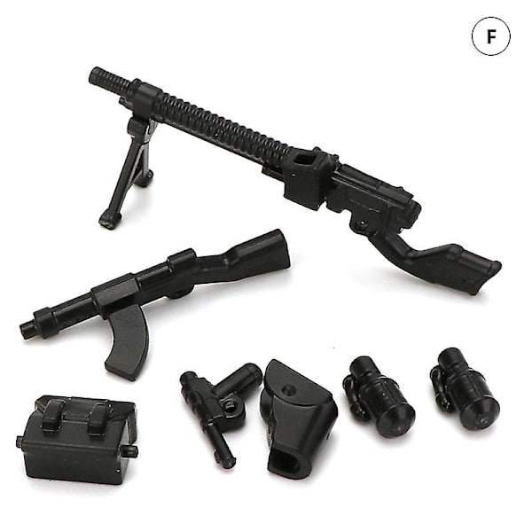 Diy våben dele soldat Playmobil model bygning blok mursten barn legetøj db Black F