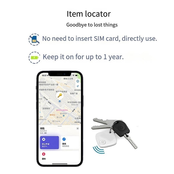Bluetooth Mini GPS-paikannin kadonneiden hälytyksellä avaimille, lompakolle, matkalaukulle, lemmikkieläinten löytäjälle, toimii fo DB:n kanssa Black
