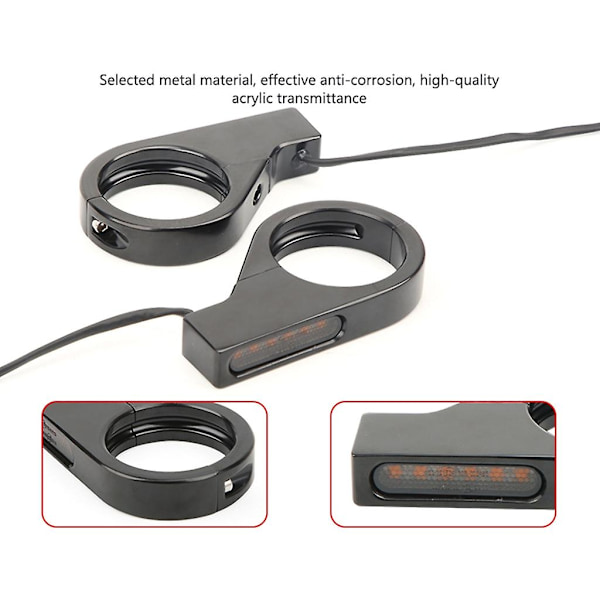 LED Motorcykel Blinklys Vandtæt Indikator Lys Lampe med 41mm Gaffelrør [db] Plating
