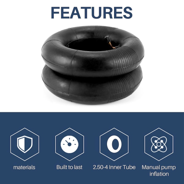 2-pack 2.80/2.50-4 tum innerslang med TR87 böjd ventil för skotrar, gräsklippare, skottkärror A [DB] Black
