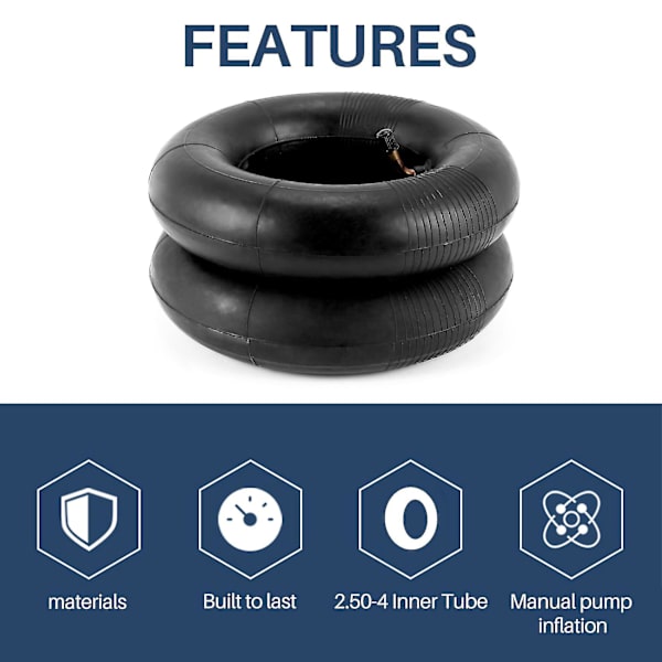 2-pack 2.80/2.50-4 tum Innertube med Tr87 Böjd Ventil för Scootrar, Gräsklippare, Skottkärror H {Db) Black
