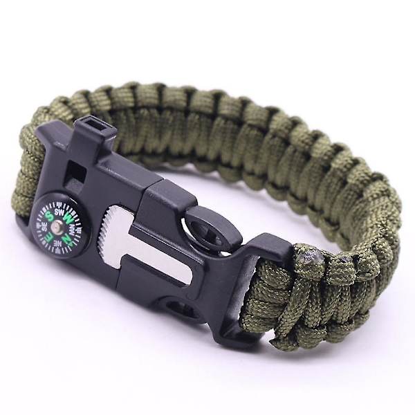 Grønn militær nødsituasjon Paracord Edc armbåndstau utendørs taktisk håndleddsstropp {DB}