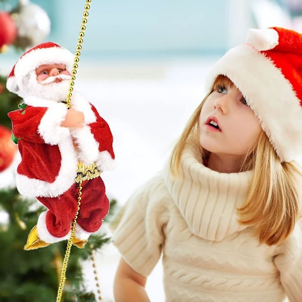 Jultomte Musikalisk Klätterrep Klättrande Jultomte På Stege Med Ljus Söt Elektrisk Jultomte (Klättrande Pärla Äldre) [DB]
