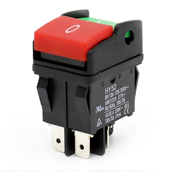 Industrielle elektriske trykknappbrytere, HY52 trykknapp for mekanisk enhetsbryter 4 pinner med lys 125/250 V [DB]
