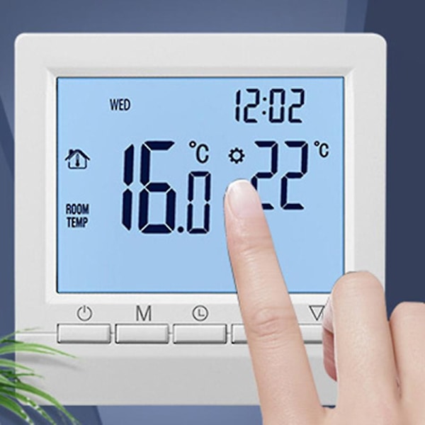 Hushålls termostat Smart med bakgrundsbelyst LCD stor skärm vägg rum värme temperaturregulator Hushållsprodukter [DB] Black