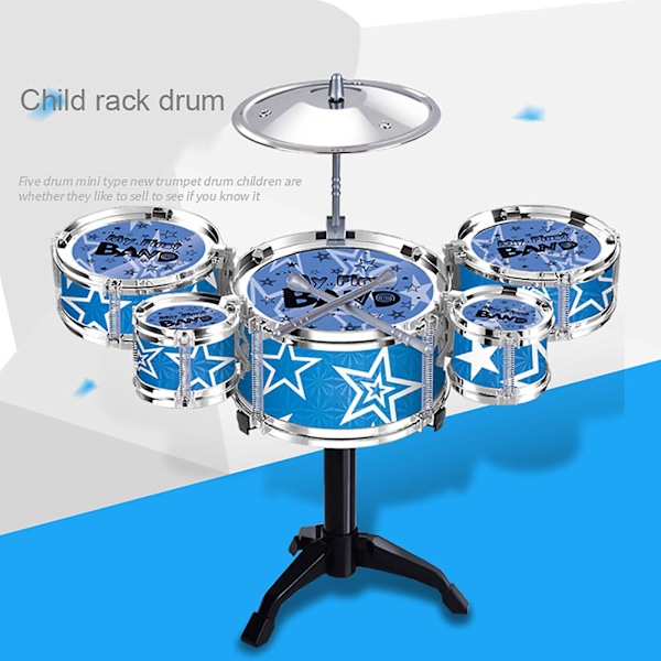 Barntrumset Leksaker Jazztrumset 5 Trummor Med Pall Mini Band Set Musikinstrument Leksaker Födelsedagspresenter För Nybörjare Pojkar Flickor [DB]