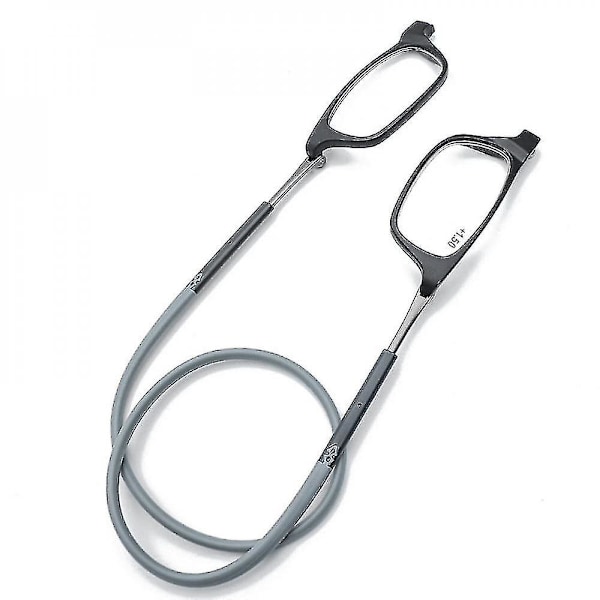 Læsebriller Høj-kvalitets Tr Magnetisk Absorption Hængende Hals Funky Læsebriller [DB] Grey 2.25 Magnification