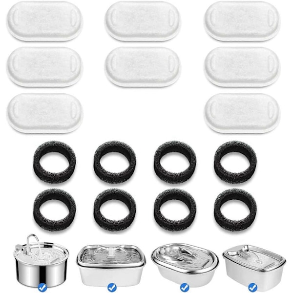 Kattvattenfontän, 108oz/3.2l Kattfontän, Automatisk Hundvattenbehållare Med LED-Ljus Och Cirkulerande Filtersystem För Katter, Hundar,{ DB} 8 filters 8 sponges