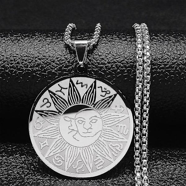 Syv Ærkeengle Amulet Rustfrit Stål Halskæder Mænd Segl af Salomon Talisman Halskæde Beskyttelse Smykker Krave Hombre_lldxm Db F 50cm BOX SR