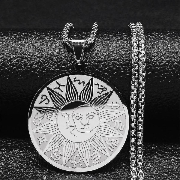 Syv erkeengler amulett rustfritt stål halskjeder menn segl av salomo talisman halskjede beskyttelse smykker krage hombre_lldxm Db F 50cm BOX SR