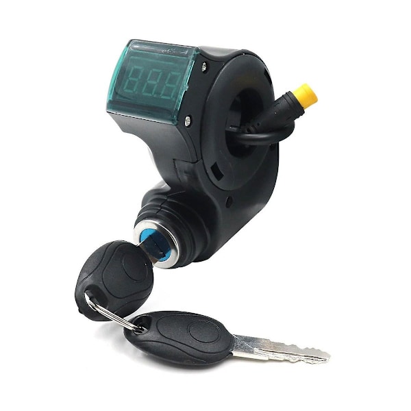 E-Sykkel Tenning Slåss Nøkkel Tommelgass Voltmeter Digitalt Spenningsdisplay Bryter 3-Pinner for M365 Univ db Black