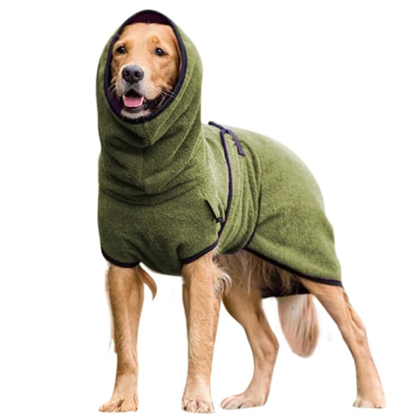 Hunde Fleece Tøj Hvalp Håndklæde Badekåbe Tørring Frakke Nattøj Beklædning[DB] Army Green 2XL