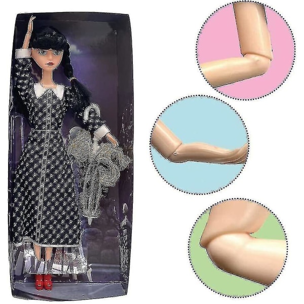 Keskiviikko Addams Dolls -pehmolelut, liikkuvat keskiviikko Adams Dolls lapsille [DB] Polka dot skirt