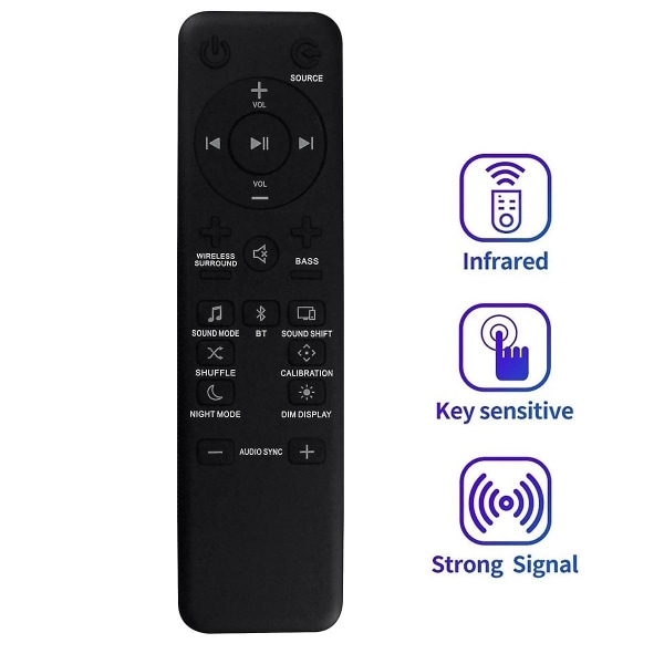 Fjernbetjening til Bar/2.1/3.1/5.1 Bar 2.1 Sound Bar, Bar 3.1 Sound Bar, Bar 5.1 Sound Bar [DB] Black