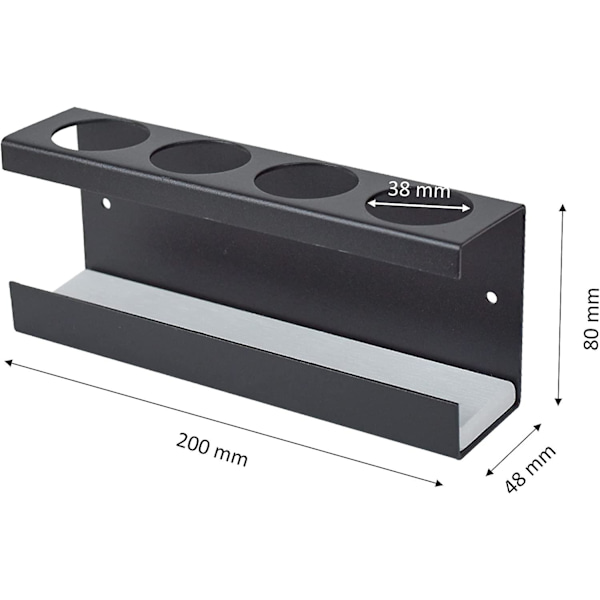 Tandborsthållare i aluminiumlegering, elektrisk tandborsthållare, ingen borrning krävs, för elektriska tandborstar{DB} Black 4 Holes