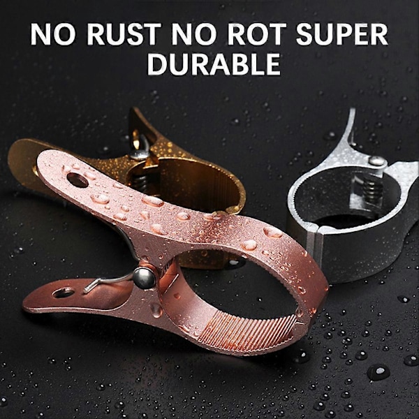 Stor klesklype i metall, sømløs vindtett klesfiksingsklemme for hjemmebalkong, roségull [DB] Rose Gold 2pcs