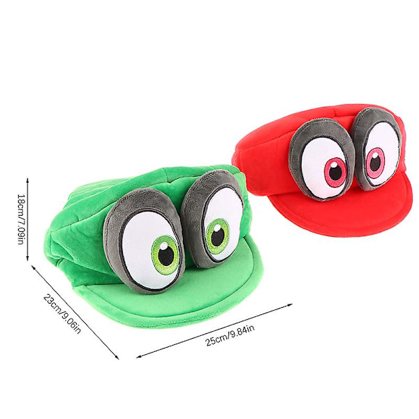 Anime Spill Mario Odyssey Plusshatt Nyhet Grønn Rød Caps For Cosplay Kostyme Halloween Bursdagsgaver [DB] Red