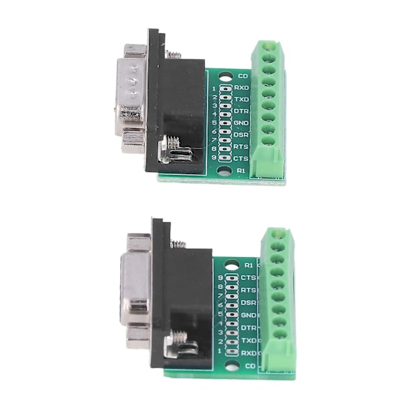 DB9 Hann Hunn Koblingsadapter Skrueterminal 9 Pinners 9 Hull Konverteringskort for RS232 RS485 [DB] as the picture shows