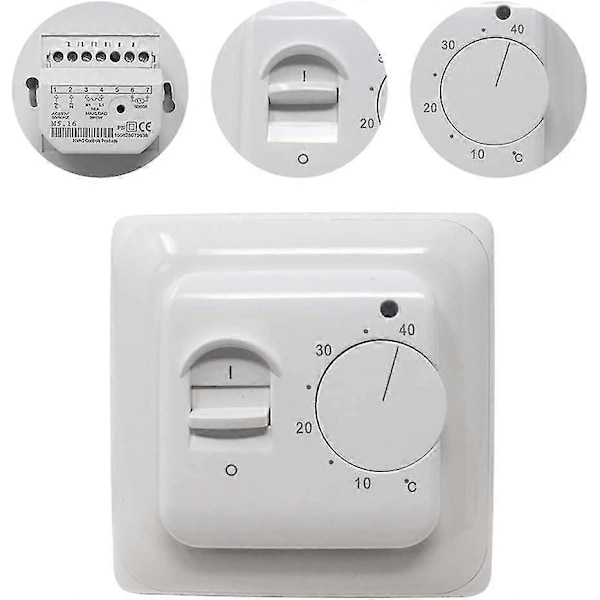 Manuell Golvvärmetermostat 220V 16A, Elektrisk Golvvärmeregulator Mekanisk Rumstermostat Med Golvsensorprob 1st [db]