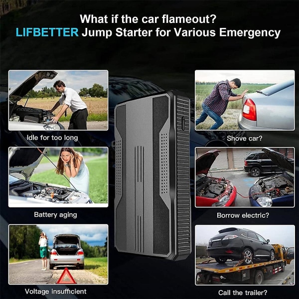 Sort Car Jump Booster Batterioplader Udstyr Bil Power Bank Bil Emergency Power Car Emergency P