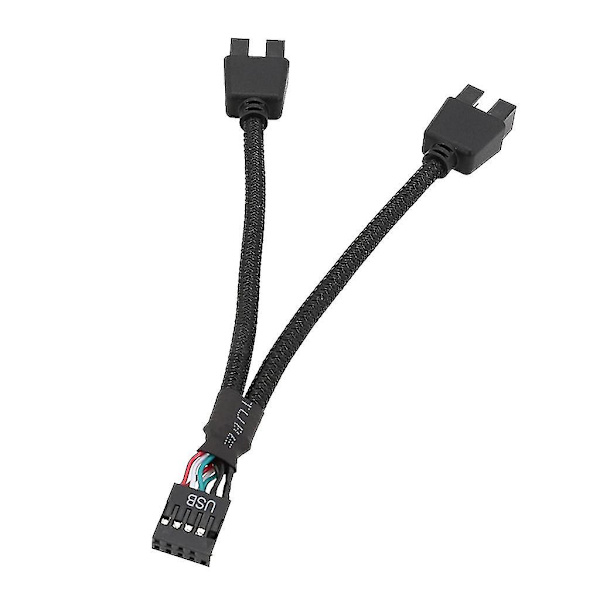 9-pins USB-stik Hun 1 til 2 Han Forlængerkabel Kort Desktop 9-pins USB Hub -ZHENV [DB]