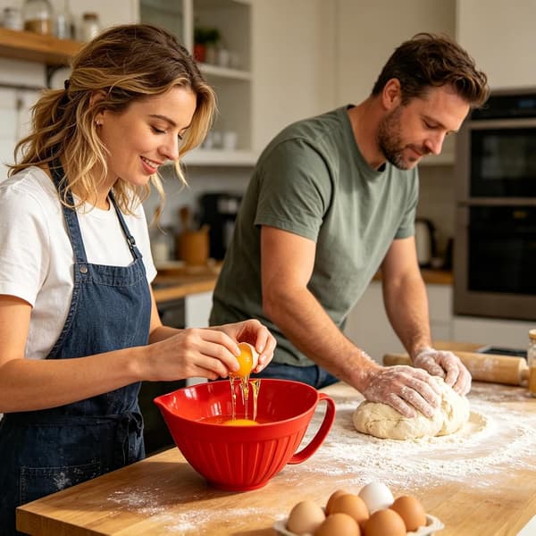 Miksboller for baking | Sklisikker multifunksjonell målekopp, eggeblandebolle - for baking, matlaging, servering av suppe, kake, egg, sjokolade, saus Wa[DB] Red