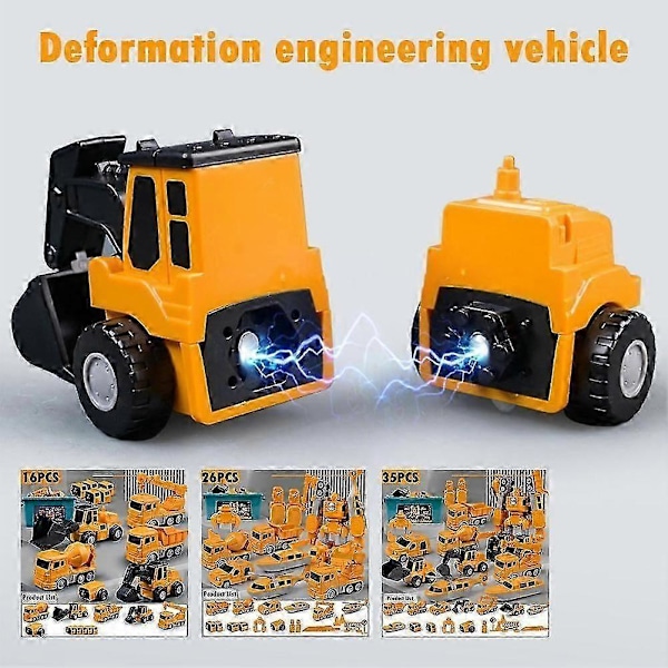 Magnetisk Transformerende Ingeniørbil Monteringsleker [DB] Yellow 16 piece set