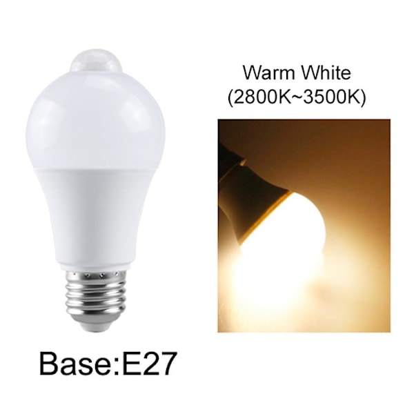85-265V E27 PIR Rörelsedetektorlampa 12W Glödlampa med Rörelsedetektor Infraröd Rörelsedetektor Säkerhet Li [DB] White