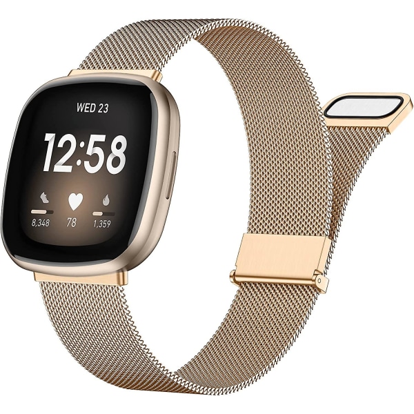 Metallrem kompatibel med Fitbit Versa 3-rem/fitbit Sense-rem/fitbit Sense 2-rem/fitbit Versa 4-rem för kvinnor och män, rostfritt stålarmband för